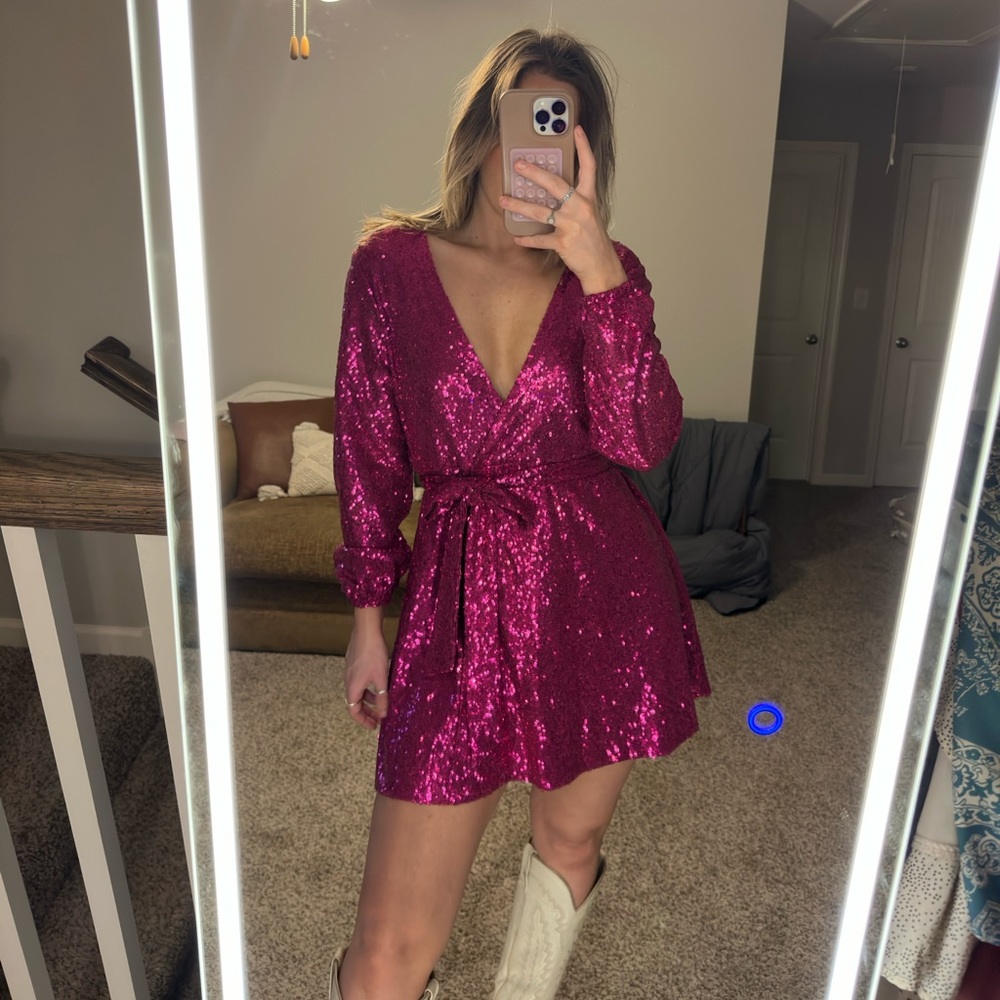 Size 6 Showpo pink sequin dress